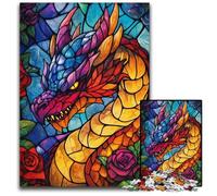 Adult Jigsaw Puzzle 1000 Pieces Colorful Dragon Cardboard Puzzles Stress Reliever Staycation Kill Time, A Work of Art for And Age 14 26X38CM