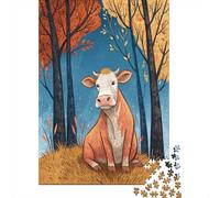 Adult Jigsaw Puzzle, 1000 Pieces, Cow in Autumn Forest, 70x50cm/1000pcs, Shared Puzzle Activity, Time Around The Table And Friends And Family