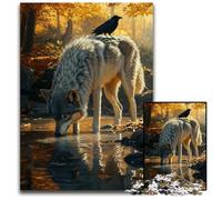 Adult Jigsaw Puzzle 1000 Pieces Crow And Wolf Cardboard Jigsaw Puzzles for Challenging Family Activity Games Colorful DIY 26X38CM