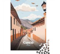 Adult Jigsaw Puzzle, 1000 Pieces, Cusco, Peru Street View Illustration, 38x26cm/1000pcs, Shared Puzzle Activity, Time Around The Table And Time Together