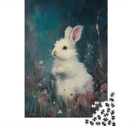 Adult Jigsaw Puzzle, 1000 Pieces, Cute White Rabbit, 70x50cm/1000pcs, Winter Indoor Activity, Weekend Downtime And Cold-Weather Weekends