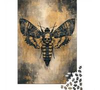 Adult Jigsaw Puzzle, 1000 Pieces, Death's-head Hawkmoth Skull Art, 52x38cm/1000pcs, Shared Puzzle Activity, Time Around The Table And Time Together