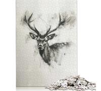 Adult Jigsaw Puzzle 1000 Pieces Deer Head In Charcoal Puzzle for Adults And Teenager Puzzles for Adults Teens 1000pcs (75x50cm)