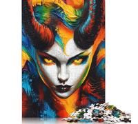 Adult Jigsaw Puzzle 1000 Pieces Demoness with Horns Wood Puzzles for Adults Sustainable Puzzle for Adults 1000pcs (75x50cm)