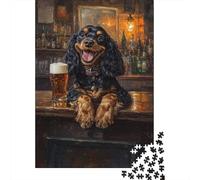 Adult Jigsaw Puzzle, 1000 Pieces, Dog at The Bar -11, 70x50cm/1000pcs, Shared Puzzle Activity, Time Around The Table And Weekend Downtime