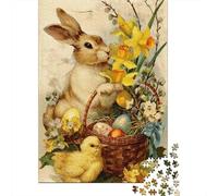 Adult Jigsaw Puzzle, 1000 Pieces, Easter Basket with Bunny-3, 38x26cm/1000pcs, Shared Puzzle Activity, Time Around The Table And Friends And Family