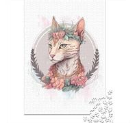 Adult Jigsaw Puzzle, 1000 Pieces, Egyptian Mau Flower Cat, 38x26cm/1000pcs, Shared Puzzle Activity, Time Around The Table And Weekend Downtime