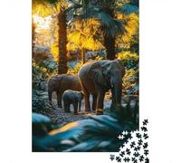 Adult Jigsaw Puzzle, 1000 Pieces, Elephants Walking through A Golden Forest, 52x38cm/1000pcs, Shared Puzzle Activity, Time Around The Table And Time Together