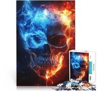 adult jigsaw puzzle 1000 pieces Fire and Ice Skull Made of cardboard，for and from 14 years and over Challenging play toys Fun at Home Activities, Birthday Present,Travel Gifts。size：26x38cm