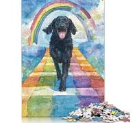Adult Jigsaw Puzzle 1000 Pieces Flat-coated Retriever Rainbow Bridge Wooden Puzzles for Adults & Teenager Home Educational Games DIY Toys 1000pcs (75x50cm)