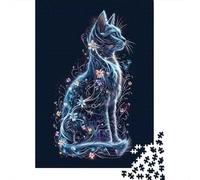 Adult Jigsaw Puzzle, 1000 Pieces, Floral Cat Digital Art, 70x50cm/1000pcs, Shared Puzzle Activity, Time Around The Table And Weekend Downtime