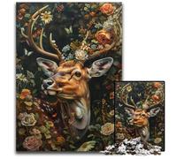 Adult Jigsaw Puzzle 1000 Pieces Floral Deer Cardboard Jigsaw Puzzles Difficult And Challenge, Great Gifts And Toys for Age 14 26X38CM