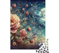 Adult Jigsaw Puzzle, 1000 Pieces, Floral Fantasy Moonlit Castle, 70x50cm/1000pcs, Shared Puzzle Activity, Time Around The Table And Friends And Family