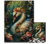 Adult Jigsaw Puzzle 1000 Pieces Floral Swan Cardboard Puzzles Relax & Challenge, Colorful Home Decor Art, for Friends 26X38CM