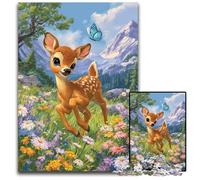Adult Jigsaw Puzzle 1000 Pieces Flowers Sika Deer Cardboard Jigsaw Puzzles Difficult And Challenge, Great Gifts And Toys for Age 14 26X38CM