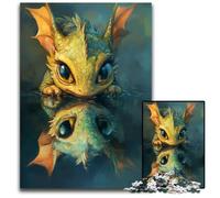 Adult Jigsaw Puzzle 1000 Pieces Flying Dragon Reflection Puzzle Stress Reliever Staycation Kill Time, A Work of Art for And Age 14 26X38CM