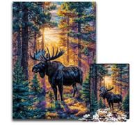 Adult Jigsaw Puzzle 1000 Pieces Forest Moose Wooden Jigsaw Puzzles Challenging Game Toys, Unique Birthday And Gifts for Age 14 Years Up 50X75CM