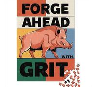 Adult Jigsaw Puzzle, 1000 Pieces, Forge Ahead With Grit Wild Boar Illustration, 70x50cm/1000pcs, Winter Indoor Activity, Weekend Downtime And Cold-Weather Weekends