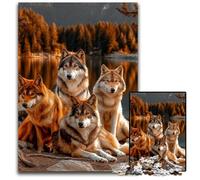 Adult Jigsaw Puzzle 1000 Pieces Four Wolves Cardboard Puzzles Games Toys Gift, Unique Birthday And Gifts for And Age 14 Years Up 26X38CM