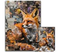 Adult Jigsaw Puzzle 1000 Pieces Fox Graffiti Cardboard Puzzles Relax & Challenge, Colorful Home Decor Art, for Friends 26X38CM