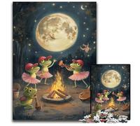 Adult Jigsaw Puzzle 1000 Pieces Frog Bonfire Party Wooden Puzzles Relax & Challenge, Colorful Home Decor Art, for Friends 50X75CM