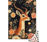 Adult Jigsaw Puzzle, 1000 Pieces, Gazelle Portrait in Floral Setting, 52x38cm/1000pcs, Shared Puzzle Activity, Time Around The Table And Friends And Family