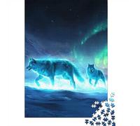 Adult Jigsaw Puzzle, 1000 Pieces, Glowing Wolves Under Aurora Borealis, 52x38cm/1000pcs, Shared Puzzle Activity, Time Around The Table And Friends And Family