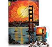 adult jigsaw puzzle 1000 pieces Golden Gate Bridge Made of wood，for age 14+ Learning Educational Toys Family Games A work of art。size：50x75cm/14.96x20.47inch