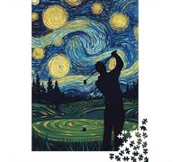 Adult Jigsaw Puzzle, 1000 Pieces, Golf Under Starry Skies-3, 38x26cm/1000pcs, Gift for Puzzle Lovers, Relaxing Indoor Activity And Quiet Weekends