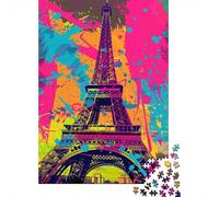 Adult Jigsaw Puzzle 1000 Pieces Graffiti Art Eiffel Tower Paper Puzzle Adult Toys Jigsaw Puzzles Decompression Game 38x26cm/1000pcs