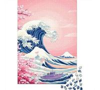 Adult Jigsaw Puzzle, 1000 Pieces, Great Wave Cherry Blossoms, 38x26cm/1000pcs, Festive Gift Idea, Screen-Free Activity And Family Time at Home