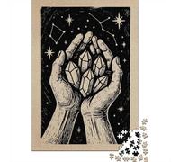 Adult Jigsaw Puzzle, 1000 Pieces, Hands Holding Crystals in Starry Sky, 38x26cm/1000pcs, Shared Puzzle Activity, Time Around The Table And Friends And Family