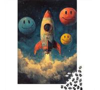 Adult Jigsaw Puzzle, 1000 Pieces, Happy Smiley Faces Rocket Launch, 38x26cm/1000pcs, Thoughtful Gift Idea, Relaxing Indoor Activity And Evening Downtime