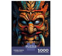 Adult Jigsaw Puzzle 1000 Pieces, Indigenous Tribe Tiki Mask Artwork, Stress Relief Activity, Perfect, Premium Thick Cardboard, 52x38cm/1000pcs