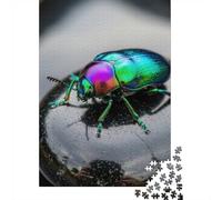 Adult Jigsaw Puzzle, 1000 Pieces, Iridescent Beetle on Black Stone, 70x50cm/1000pcs, Shared Puzzle Activity, Time Around The Table And Friends And Family