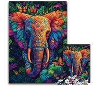 Adult Jigsaw Puzzle 1000 Pieces Jungle Elephant Wooden Puzzles Relax & Challenge, Colorful Home Decor Art, for Friends 50X75CM