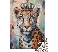 Adult Jigsaw Puzzle, 1000 Pieces, Leopard King Crown Painting, 70x50cm/1000pcs, Shared Puzzle Activity, Time Around The Table And Friends And Family