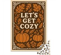 Adult Jigsaw Puzzle, 1000 Pieces, Lets Get Cozy Fall Illustration, 52x38cm/1000pcs, Shared Puzzle Activity, Weekend Leisure And Couples And Families