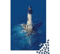 Adult Jigsaw Puzzle, 1000 Pieces, Lighthouse in The Ocean Deep Blue Lighthouse at Sea Dramatic Coastal Art, 70x50cm/1000pcs, Puzzle Lover Present, Winter Home Activity And Couples And Families