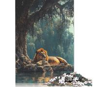 Adult Jigsaw Puzzle 1000 Pieces Lion Resting by Water Wooden Puzzles for Adults & Teenager Home Educational Games DIY Toys 1000pcs (75x50cm)
