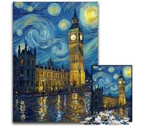 Adult Jigsaw Puzzle 1000 Pieces London Under The Night Sky Puzzle Stress Reliever Staycation Kill Time, A Work of Art for And Age 14 26X38CM