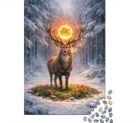 Adult Jigsaw Puzzle, 1000 Pieces, Majestic Deer with Solar Aura, 38x26cm/1000pcs, Shared Puzzle Activity, Time Around The Table And Friends And Family