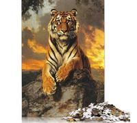 Adult Jigsaw Puzzle 1000 Pieces Majestic Tiger at Sunset Puzzles Wooden Puzzles for Adults& Teenagers Age 12 Years Up 1000pcs (75x50cm)