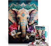 adult jigsaw puzzle 1000 pieces Mandala Elephant Made of cardboard for age 14 years and over Antistress Vacation at home Killing time Family Fun Gift。size:38x52cm/14.96x20.47inch