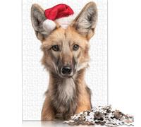 Adult Jigsaw Puzzle 1000 Pieces Maned Wolf Christmas Portrait Wooden Puzzles for Adults Educational Games 1000pcs (75x50cm)
