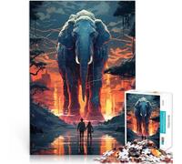 adult jigsaw puzzle 1000 pieces Meet an elephant Made of cardboard，Suitable for ages 14 and up Intellectual Game deal as gifts for the whole family 。size：26x38cm/10.24x14.96inch