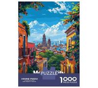 Adult Jigsaw Puzzle 1000 Pieces, Mexico City Skyline Artwork, Premium Puzzle Challenge, Gift for Adults, Premium Puzzle Pieces, 52x38cm/1000pcs
