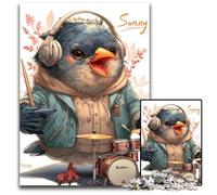 Adult Jigsaw Puzzle 1000 Pieces Musical Sparrow Puzzle Stress Reliever Staycation Kill Time, A Work of Art for And Age 14 26X38CM
