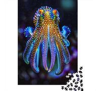 Adult Jigsaw Puzzle, 1000 Pieces, Neon Hawaiian Bobtail Squid, 38x26cm/1000pcs, Birthday Or Housewarming Gift, Screen-Free Leisure And Time at Home