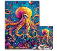 Adult Jigsaw Puzzle 1000 Pieces Ocean Octopus Wooden Puzzles Educational Challenge, Deal As Gifts for The Whole Family for 14+ 50X75CM